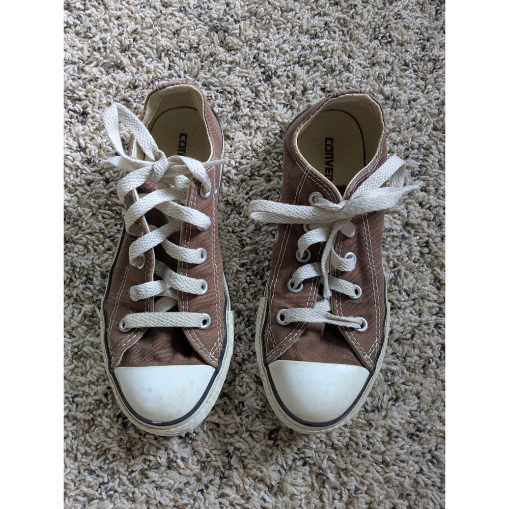 Converse Chuck Taylor All Star Low Top Brown Canvas Kids Sneakers Size 1 3Q1112